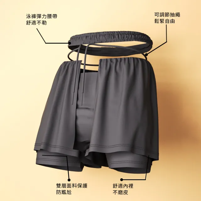 【Sumfun】速乾男士運動泳褲 泳裝三件套  五分平口四角泳褲 專業成人泳裝 男泳衣 男泳裝(泳帽+泳鏡+泳褲)