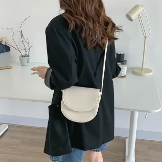 【LEEHER】雙11 真皮包包/牛皮包包/馬鞍包/女士包包/高級感/簡約風格/通勤小包包/單肩斜背包/包