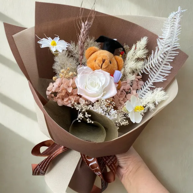 【GXS】畢業花束 畢業禮物 小熊花束 永生花 花束(畢業花束 畢業禮物)