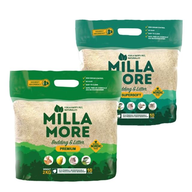 【MOMI 摩米】Millamore美麗多木質墊料10L-大顆粒/小顆粒；2包組(木屑 小動物用)