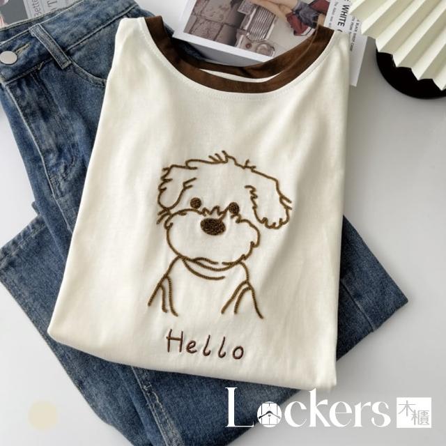 【Lockers 木櫃】小狗刺繡短袖T恤 L114042101(刺繡 短袖 T恤)