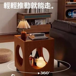 【Lexiang樂享】中古風可移動茶邊幾客廳沙發角幾家用床頭櫃小推車置物架(茶几/邊幾/小推車)