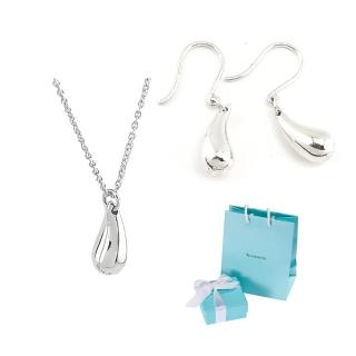 【Tiffany&Co. 蒂芙尼】價差六千元-Teardrops 925純銀淚滴項鍊+耳環(兩件組)