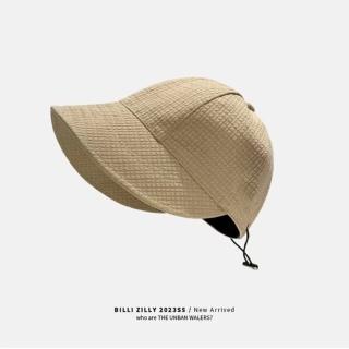 【PS Mall】華夫格漁夫帽 素色大帽沿抽繩鴨舌帽 2入(G2664)
