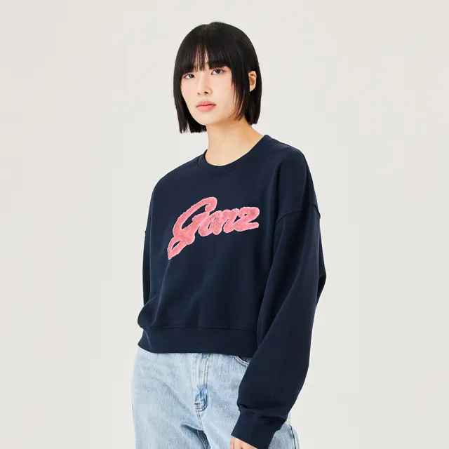 【Mark Gonzales】女裝 GONZ 短版大學T-深藍色