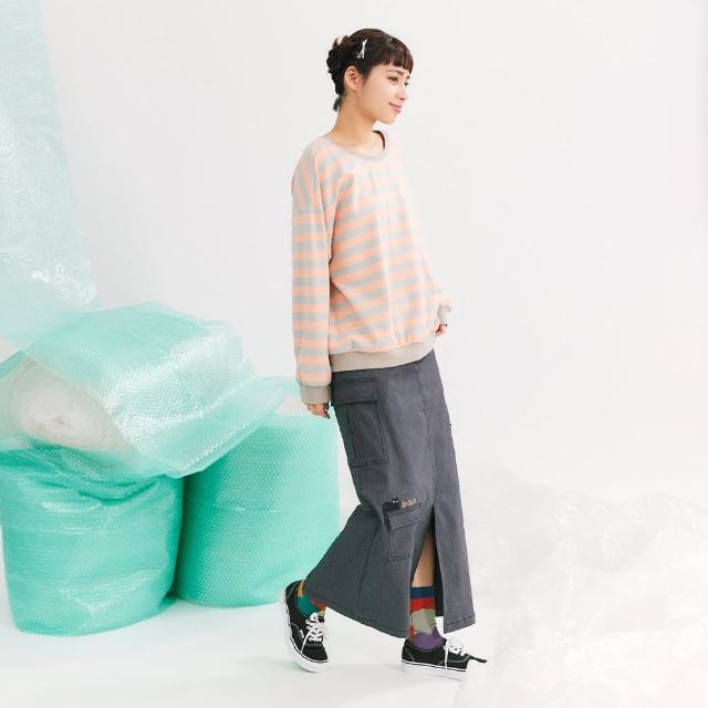 【Dailo】可愛刺繡多口袋仿牛仔直筒長裙(藍 灰)