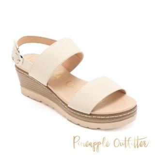 【Pineapple Outfitter】經典寬帶真皮楔型涼鞋 IOKUA(米白色)