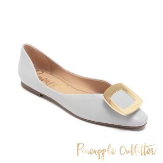 【Pineapple Outfitter】真皮方釦挖空平底鞋 FAZEL(紫色)