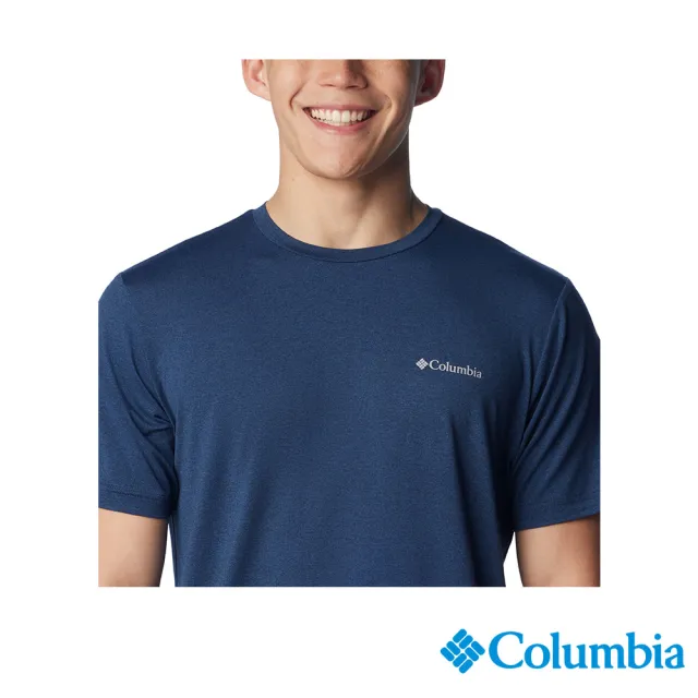 【Columbia 哥倫比亞】男款-防曬UPF50快排短袖上衣-深藍(UAE55450NY/JS)