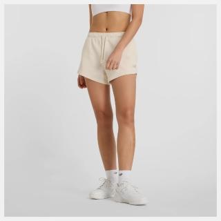 【NEW BALANCE】NB 短褲 女 運動褲 刷毛 美規 米杏色 WS51503LIN