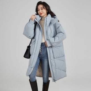 【巴黎精品】現貨+預購 真羽絨90%白鴨絨羽絨外套羽絨衣夾克(連帽寬鬆中長款防寒保暖女外套4色p1ah17)