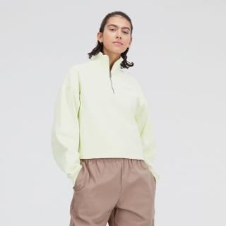 【NEW BALANCE】NB 上衣 女款 長袖上衣 半開襟上衣 亞規 黃綠 AWT33556POU