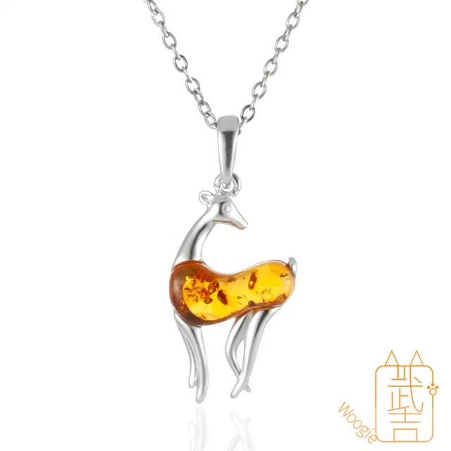 【Woogie武吉珠寶】琥珀蜜蠟設計師創作花珀項鍊(梅花鹿26mm)