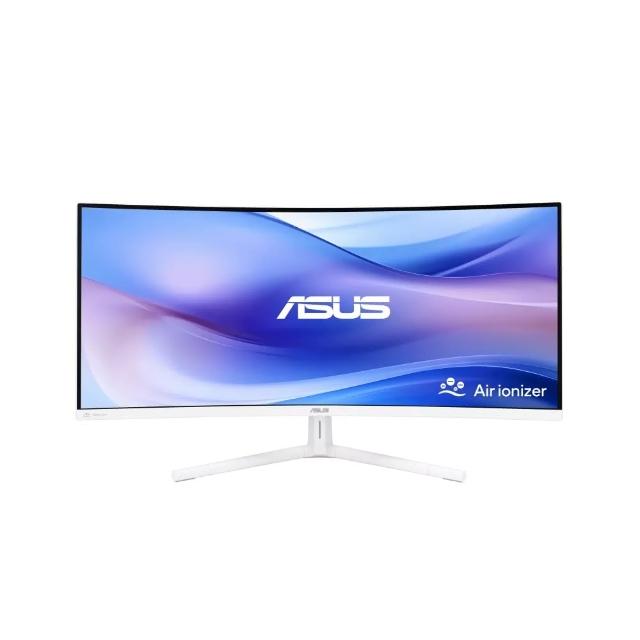 【ASUS 華碩】VU34WCIP-W 34型 VA 100Hz 2K 負離子產生器護眼螢幕(曲面/1500R/1ms/內建喇叭)