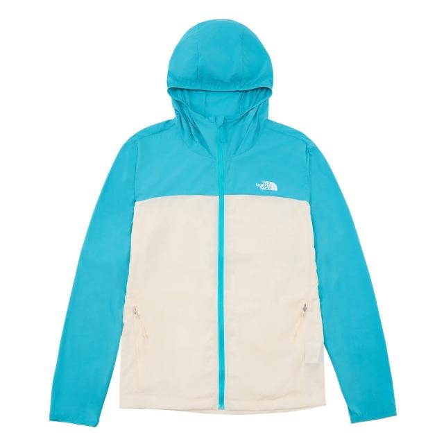 【The North Face】北臉 外套 女 運動連帽外套 防曬 防風 W SUN CHASE WIND JACKET 白藍 NF0A8CJZAEB