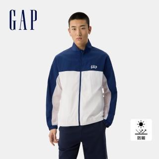 【GAP】男裝 Logo印花防曬立領外套-白色(730761)