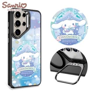 【apbs】三麗鷗 Samsung S25/S24/S23系列 軍規防摔合金框隱形立架手機殼(晚宴大耳狗-黑框)