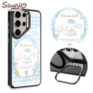 【apbs】三麗鷗 Samsung S25/S24/S23系列 軍規防摔合金框隱形立架手機殼(蘿莉塔大耳狗-黑框)