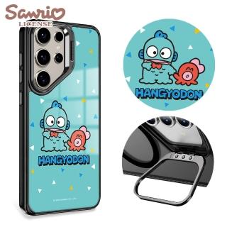【apbs】三麗鷗 Samsung S25/S24/S23系列 軍規防摔合金框隱形立架手機殼(人魚漢頓-黑框)