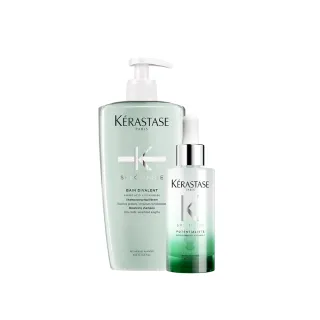 【KERASTASE 巴黎卡詩】胺基酸平衡舒緩髮浴500ml+極酵平衡頭皮精華90ml(大容量頭皮調理組)