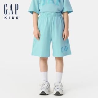 【GAP】女童裝 Logo純棉印花鬆緊短褲-藍綠色(762909)