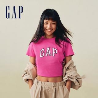 【GAP】女裝 Logo純棉印花圓領短袖T恤-粉色(766157)