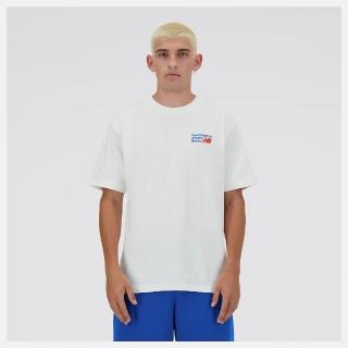 【NEW BALANCE】NB 短袖上衣 男款 運動 美規 白 MT41908SST