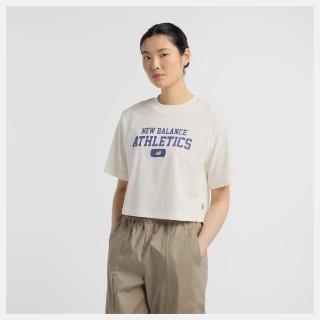 【NEW BALANCE】NB 短袖上衣 女 短版 美規 米白 WT51530SST