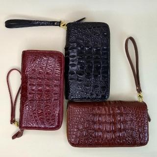【M2ND】母親節禮物 莉媞鱷魚背皮雙拉鍊手拿長夾(T36C)