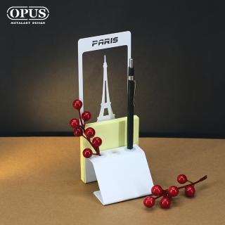 【OPUS 東齊金工】歐式鐵藝 便條筆座/memo夾/書寫辦公用品(PE-pa12W 巴黎鐵塔 優雅白)