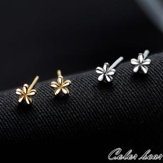 【卡樂熊】簡約迷你金銀花朵造型耳環/耳針(耳環飾品)