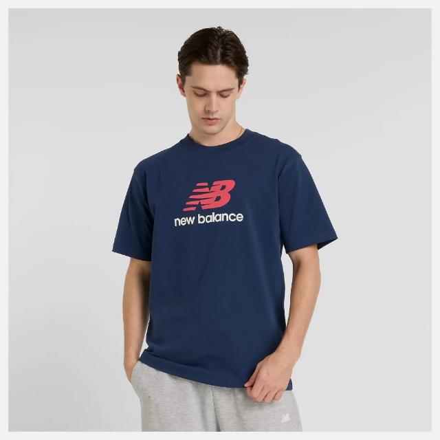 【NEW BALANCE】NB 短袖上衣 男 美規 藍 MT51500NNY