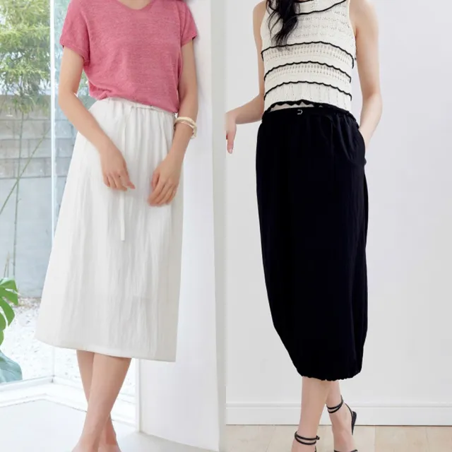 Laciento鬆緊腰下襬抽繩長裙