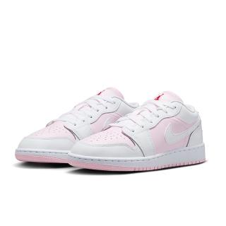 【NIKE 耐吉】休閒鞋 女鞋 大童 運動鞋 AJ1 AIR JORDAN 1 LOW GS 粉白 553560-608