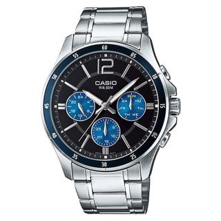 【CASIO 卡西歐】MTP-1374D-2A 三眼時尚潮流指標錶(送原廠錶盒 錶徑約4.3公分)