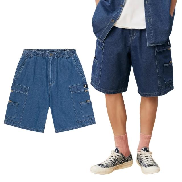 【CONVERSE】Denim Utility 男款 藍色 牛仔 仿舊 寬鬆 復古 短褲 10028738-A01