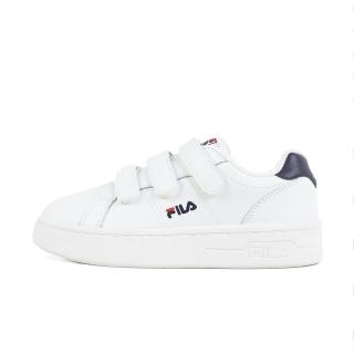 【FILA】Court Deluxe 女 運動休閒鞋 舒適 厚底 魔鬼氈 白 深藍(4-C302X-123)