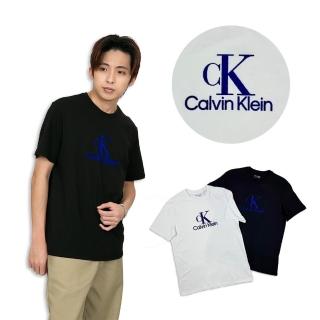 【Calvin Klein】植絨新質感 CK短T 藍標 Calvin Klein純棉 T恤 CK上衣(1448)