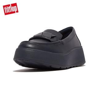 【FitFlop】F-MODE FOLDED-LEATHER FLATFORM LOAFERS摺疊造型厚底樂福鞋-女(午夜藍)