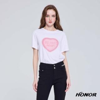 【HONOR 山形屋】個性粉愛心字母印花短袖上衣-白/黑