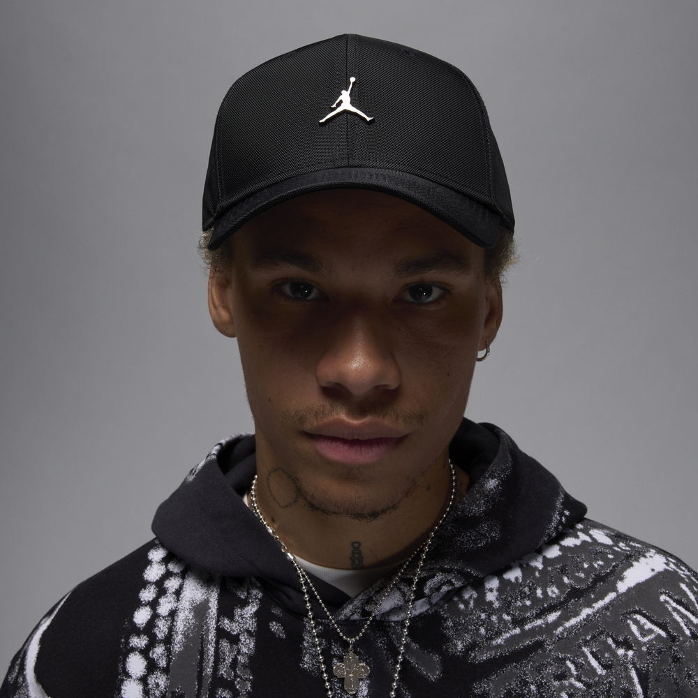 【NIKE 耐吉】休閒帽 男 女 U J RISE CAP S CB MTL JM 喬丹 運動帽 老帽 棒球帽 黑色(HM5750010)