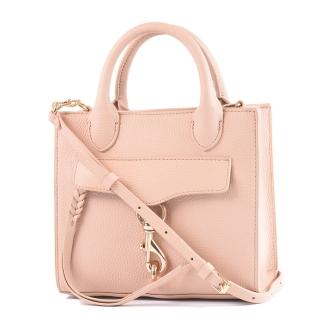 【Rebecca minkoff】Megan 真皮荔枝紋手提/斜背二用包-金釦粉/迷你款