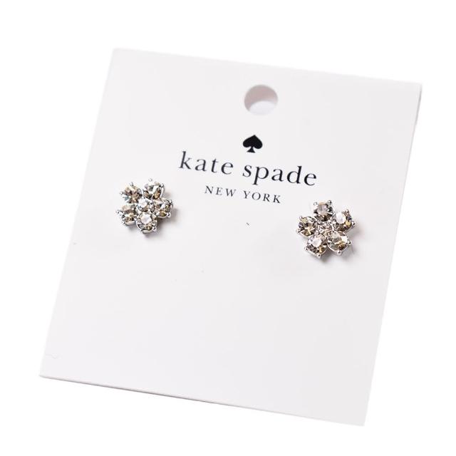 【KATE SPADE】Flower 晶鑽花瓣針式耳環-銀色