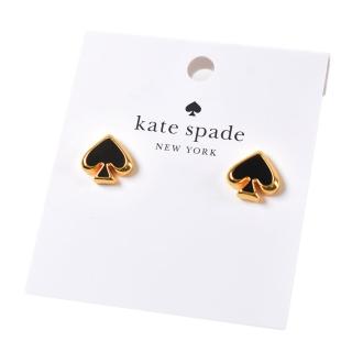 【KATE SPADE】琺瑯桃心針式耳環-黑色