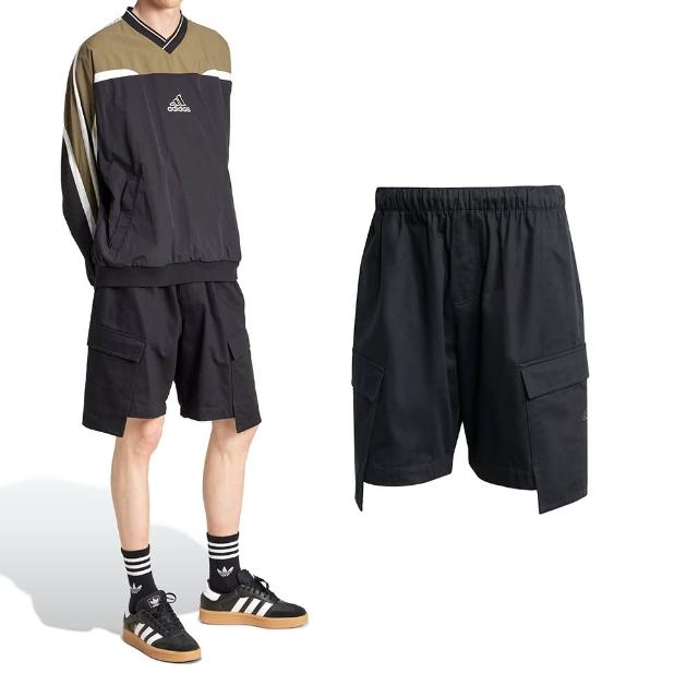【adidas 愛迪達】Utility Short 男款 黑色 工裝口袋 休閒 三葉草 短褲 JD5381