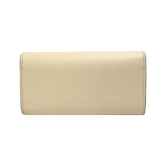 【GUCCI 古馳】779776 經典LOGO全皮暗釦皮夾錢包長夾(白色)