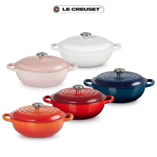 【Le Creuset】典藏琺瑯鑄鐵鍋慢燉鍋22cm(極光午夜藍/貝殼粉/櫻桃紅/棉花白/火焰橘)