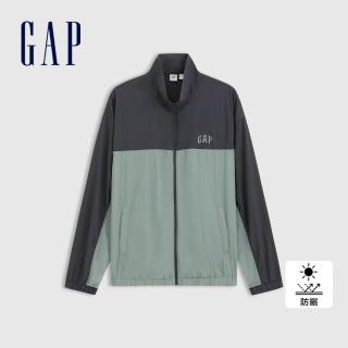 【GAP】男裝 Logo印花防曬立領外套-淺綠色(730761)