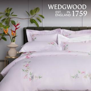 【WEDGWOOD】600織埃及棉 刺繡被套一件｜蜂鳥花舞 丁香紫(百貨款｜雙人180x210cm)