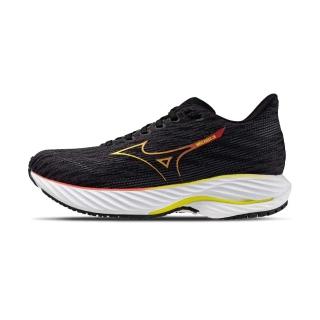 【MIZUNO 美津濃】Mizuno Wave Rider 28 女鞋 黑橘色 波浪片 支撐 運動鞋 慢跑鞋 J1GD2403-77